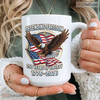 Defending Freedom Patriotic Eagle Mug - 250 Years of Liberty 1776-2026 Ceramic Mug