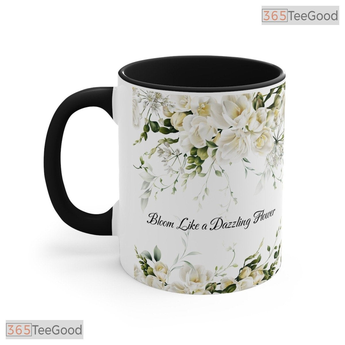 Diana Name Personalized Accent Mug - Custom Elegant Floral Script Ceramic Coffee Cup