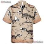 Dinosaur Fossil Skeleton Hawaiian Shirt- Unisex Prehistoric Paleontology Top