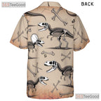 Dinosaur Fossil Skeleton Hawaiian Shirt- Unisex Prehistoric Paleontology Top