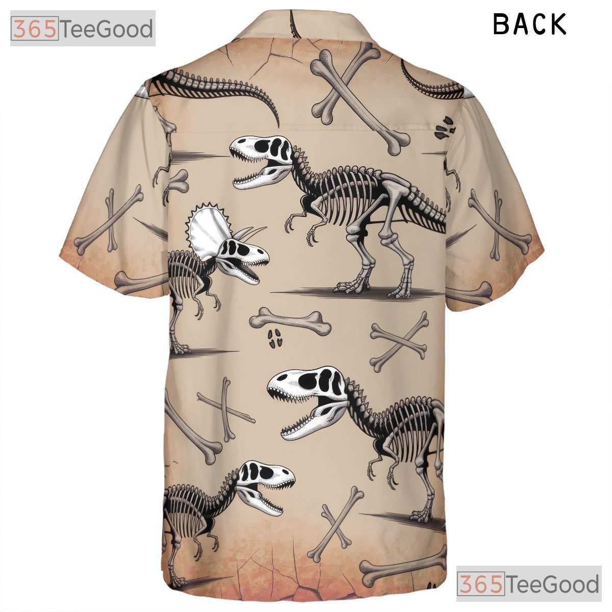 Dinosaur Fossil Skeleton Hawaiian Shirt- Unisex Prehistoric Paleontology Top
