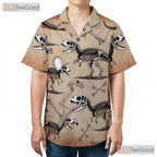 Dinosaur Fossil Skeleton Hawaiian Shirt- Unisex Prehistoric Paleontology Top