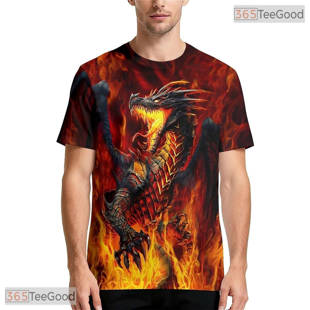 Fierce Dragon Basketball Graphic Art 3D Printed Short Sleeve Unisex Tee Shirt Styles