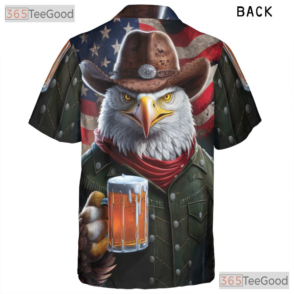 Eagle Cowboy Hat USA Flag Fireworks Patriotic Hawaiian Shirt Unisex Aloha