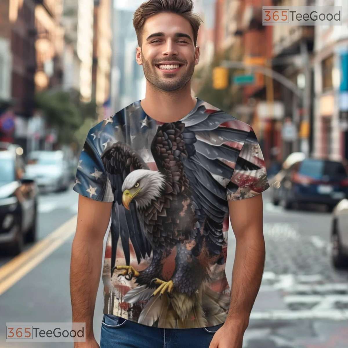 Patriotic Eagle American Flag Graphic 3D Printed Casual Unisex Tee Shirt Styles