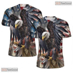 Patriotic Eagle American Flag Graphic 3D Printed Casual Unisex Tee Shirt Styles