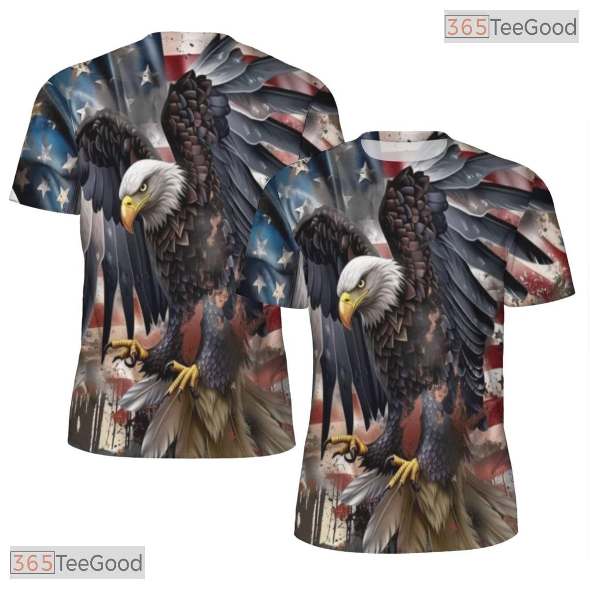 Patriotic Eagle American Flag Graphic 3D Printed Casual Unisex Tee Shirt Styles