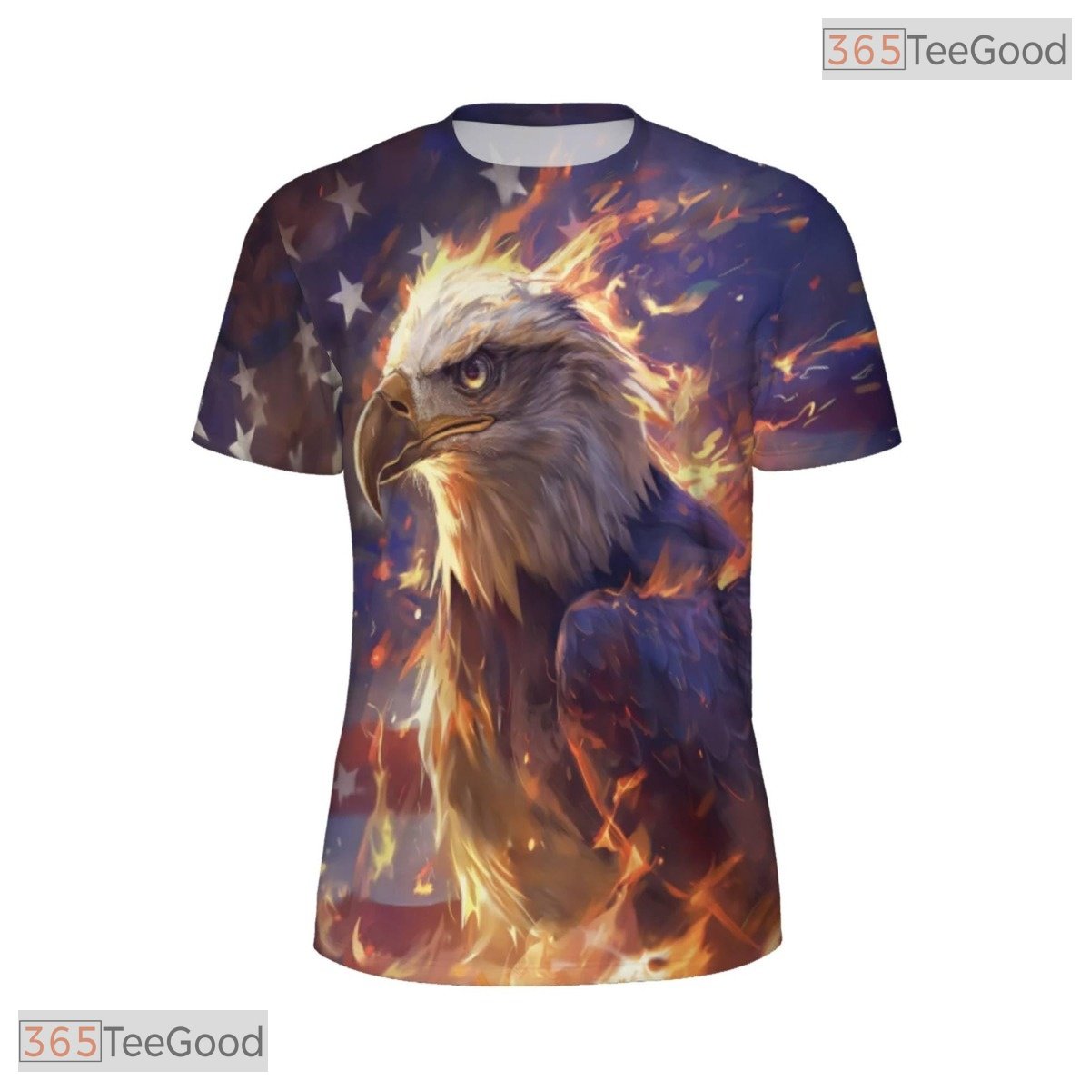 Bold Eagle American Flag Graphic 3D Pattern Printed Casual Unisex Tee Shirt Style