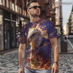 Bold Eagle American Flag Graphic 3D Pattern Printed Casual Unisex Tee Shirt Style