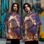 Bold Eagle American Flag Graphic 3D Pattern Printed Casual Unisex Tee Shirt Style