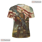Bald Eagle American Flag Graphic 3D Pattern Printed Casual Unisex Tee Shirt Top