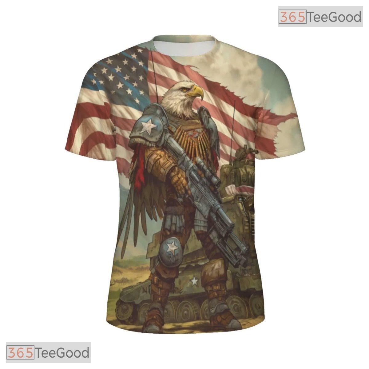Bald Eagle American Flag Graphic 3D Pattern Printed Casual Unisex Tee Shirt Top