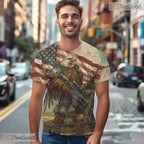 Bald Eagle American Flag Graphic 3D Pattern Printed Casual Unisex Tee Shirt Top