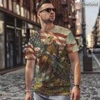Bald Eagle American Flag Graphic 3D Pattern Printed Casual Unisex Tee Shirt Top