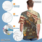 Bald Eagle American Flag Graphic 3D Pattern Printed Casual Unisex Tee Shirt Top