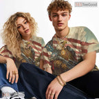 Bald Eagle American Flag Graphic 3D Pattern Printed Casual Unisex Tee Shirt Top