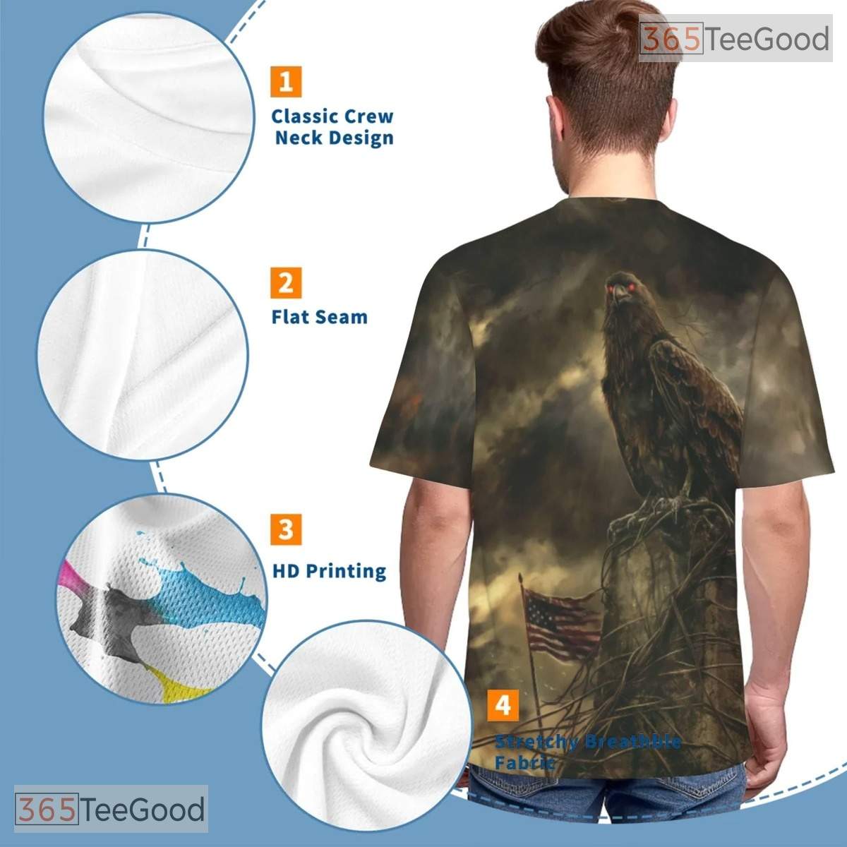 Majestic Eagle American Flag 3D Pattern Printed Casual Unisex T-Shirt Tops Styles