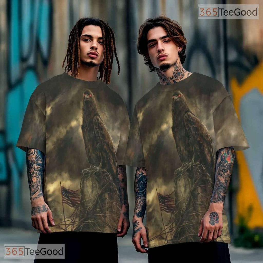 Majestic Eagle American Flag 3D Pattern Printed Casual Unisex T-Shirt Tops Styles