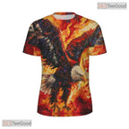 Fierce Eagle Flame Animal Graphic 3D Pattern Printed Casual Unisex T-Shirt Tops