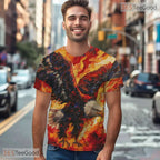 Fierce Eagle Flame Animal Graphic 3D Pattern Printed Casual Unisex T-Shirt Tops