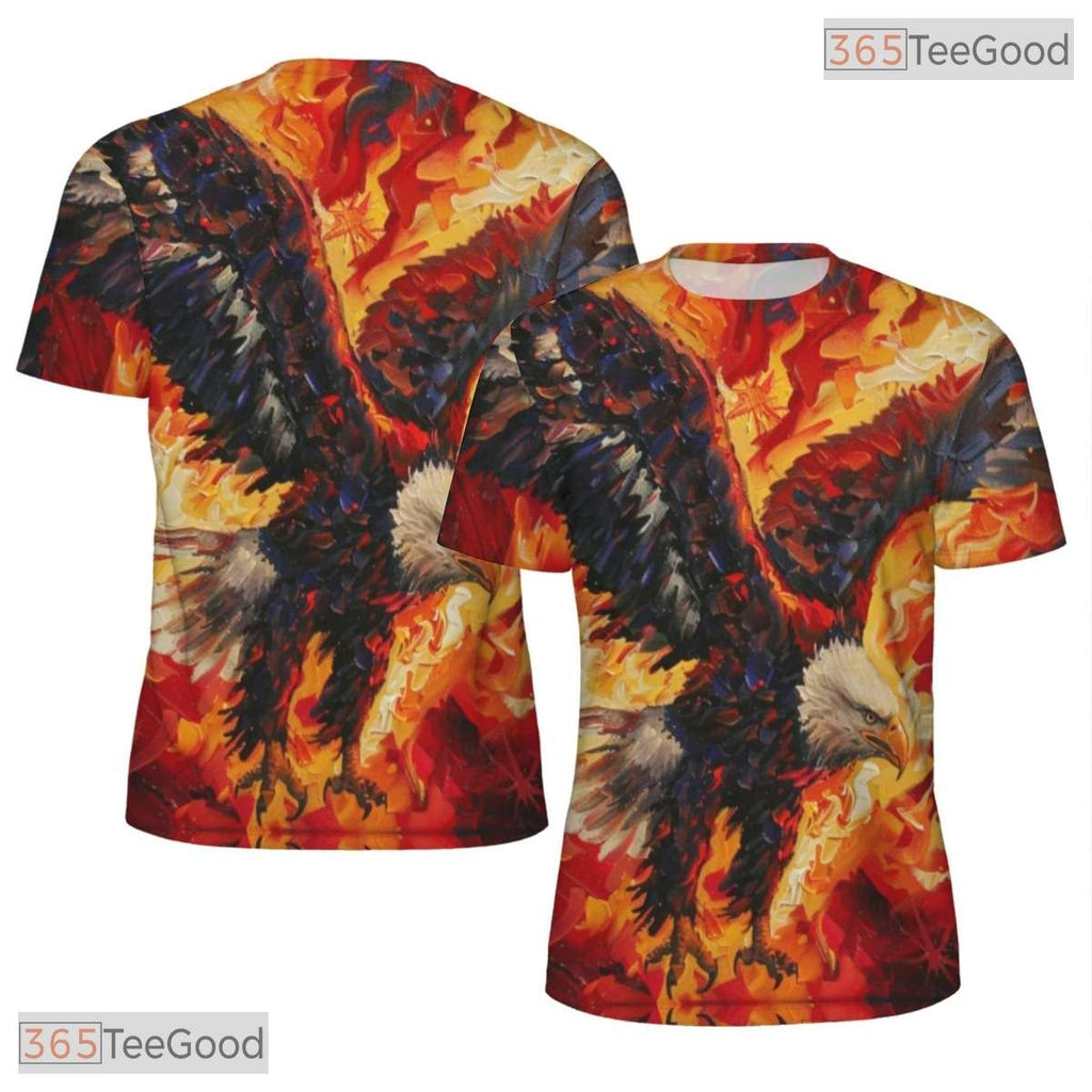 Fierce Eagle Flame Animal Graphic 3D Pattern Printed Casual Unisex T-Shirt Tops