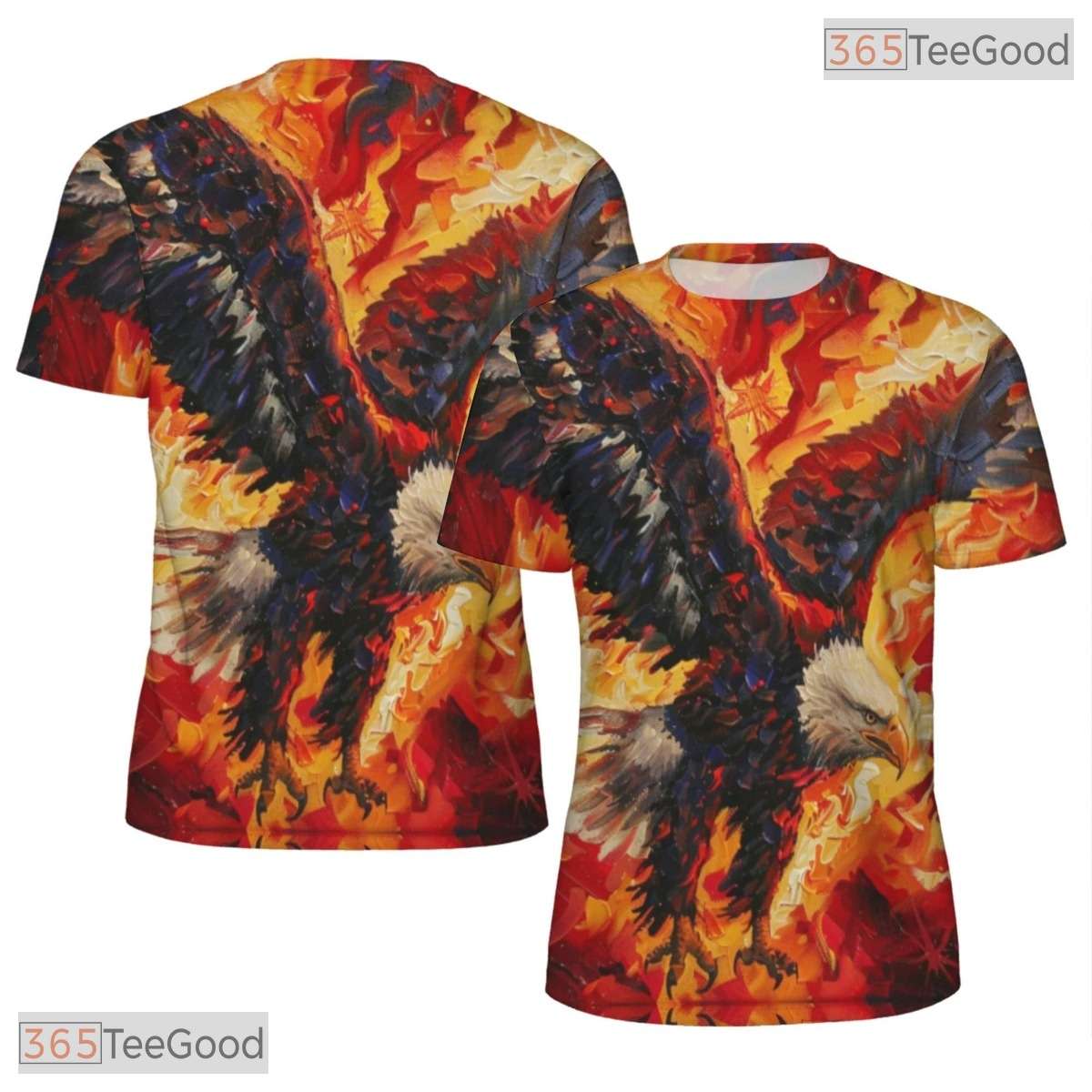Fierce Eagle Flame Animal Graphic 3D Pattern Printed Casual Unisex T-Shirt Tops