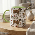 Cute English Bulldog Mom Botanical Dog Illustration Two Tone Premium Ceramic Accent Mug