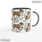 Cute English Bulldog Mom Botanical Dog Illustration Two Tone Premium Ceramic Accent Mug