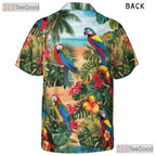 Exotic Jungle Palm Parrot Tropical Aloha Hawaiian Tee Unisex Party Summer Outfit