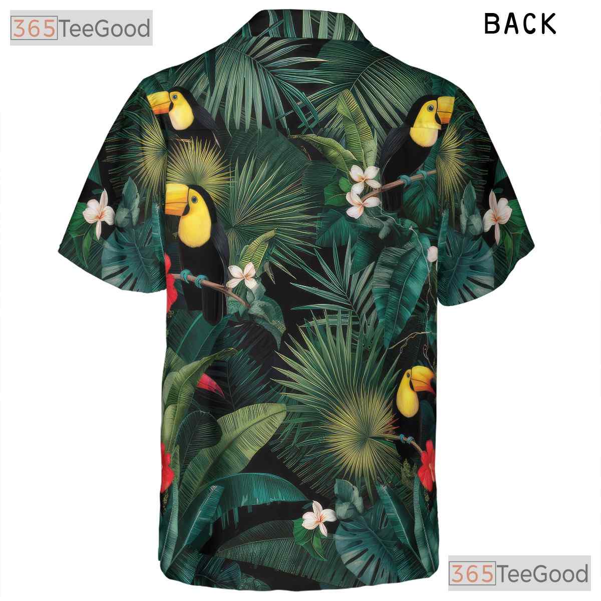 Exotic Toucan Palm Leaf Tropical Beach Aloha Design Hawaiian Shirt Unisex
