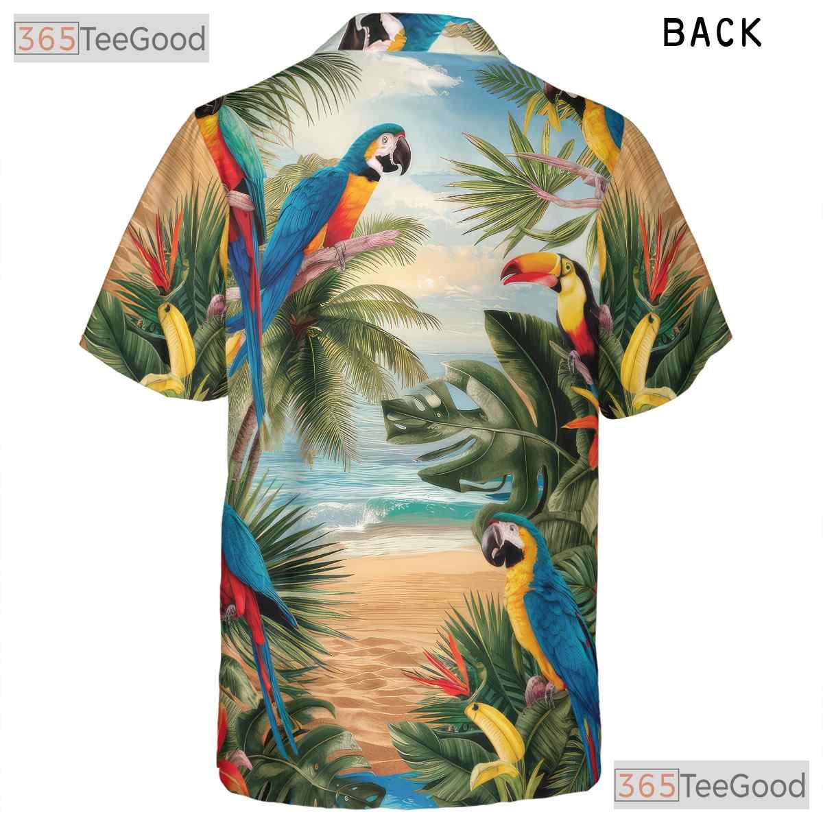 Exotic Tropical Jungle Palm Parrot Hawaiian Shirt Men Women Summer Beach Outfit