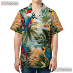 Exotic Tropical Jungle Palm Parrot Hawaiian Shirt Men Women Summer Beach Outfit