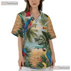 Exotic Tropical Jungle Palm Parrot Hawaiian Shirt Men Women Summer Beach Outfit