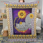 To My Mom Elephant Sunflower Fleece Blanket - Mother Day Quilt Gift From Son