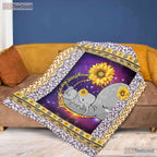 To My Mom Elephant Sunflower Fleece Blanket - Mother Day Quilt Gift From Son