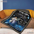 To My Mom Memorial Fleece Blanket - Angel Wings Quilt Gift from Daughter Love