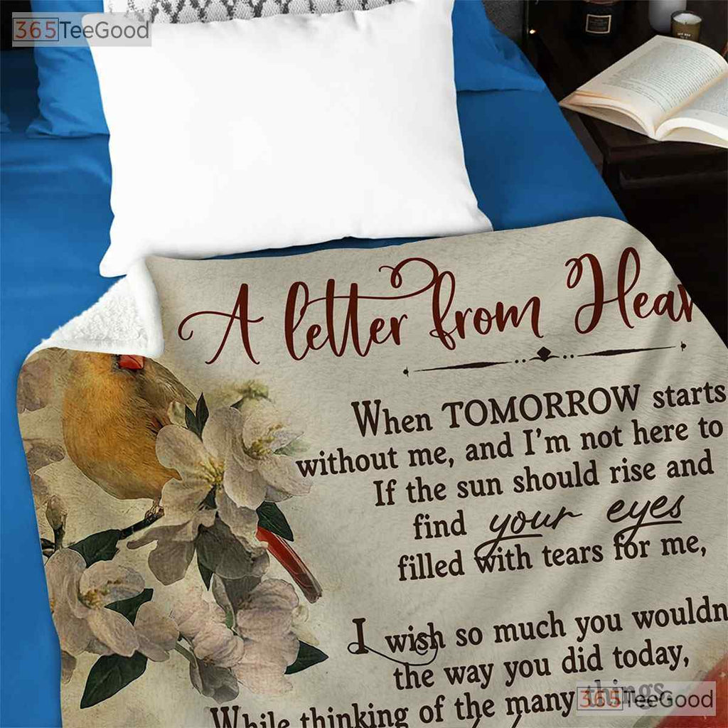 Letter from Heaven Cardinal Fleece Blanket - Sympathy Memorial Quilt Bird Gift