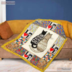 Never Give Up Cat Fleece Blanket - Motivational Quilt Gift for Pet Lover Decor