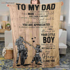 To My Dad Father and Son Fleece Blanket - Meaningful Quilt Gift from Loving Son