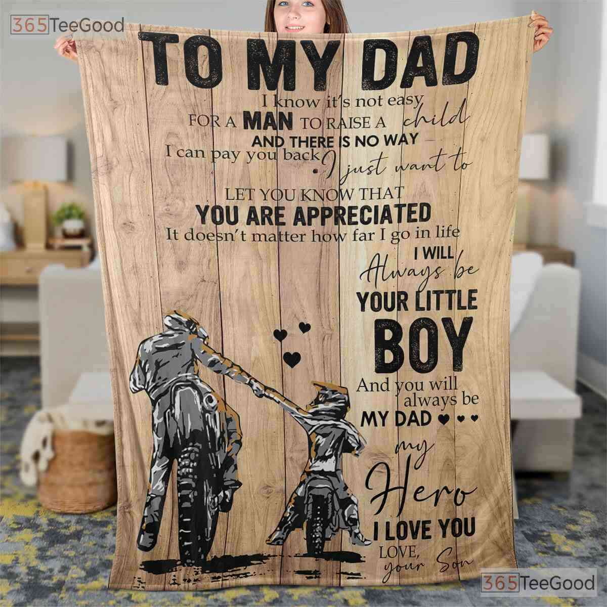 To My Dad Father and Son Fleece Blanket - Meaningful Quilt Gift from Loving Son