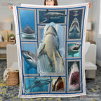 Shark Ocean Fleece Blanket - Marine Life Quilt Gift for Shark Enthusiast Boys