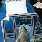 Shark Ocean Fleece Blanket - Marine Life Quilt Gift for Shark Enthusiast Boys