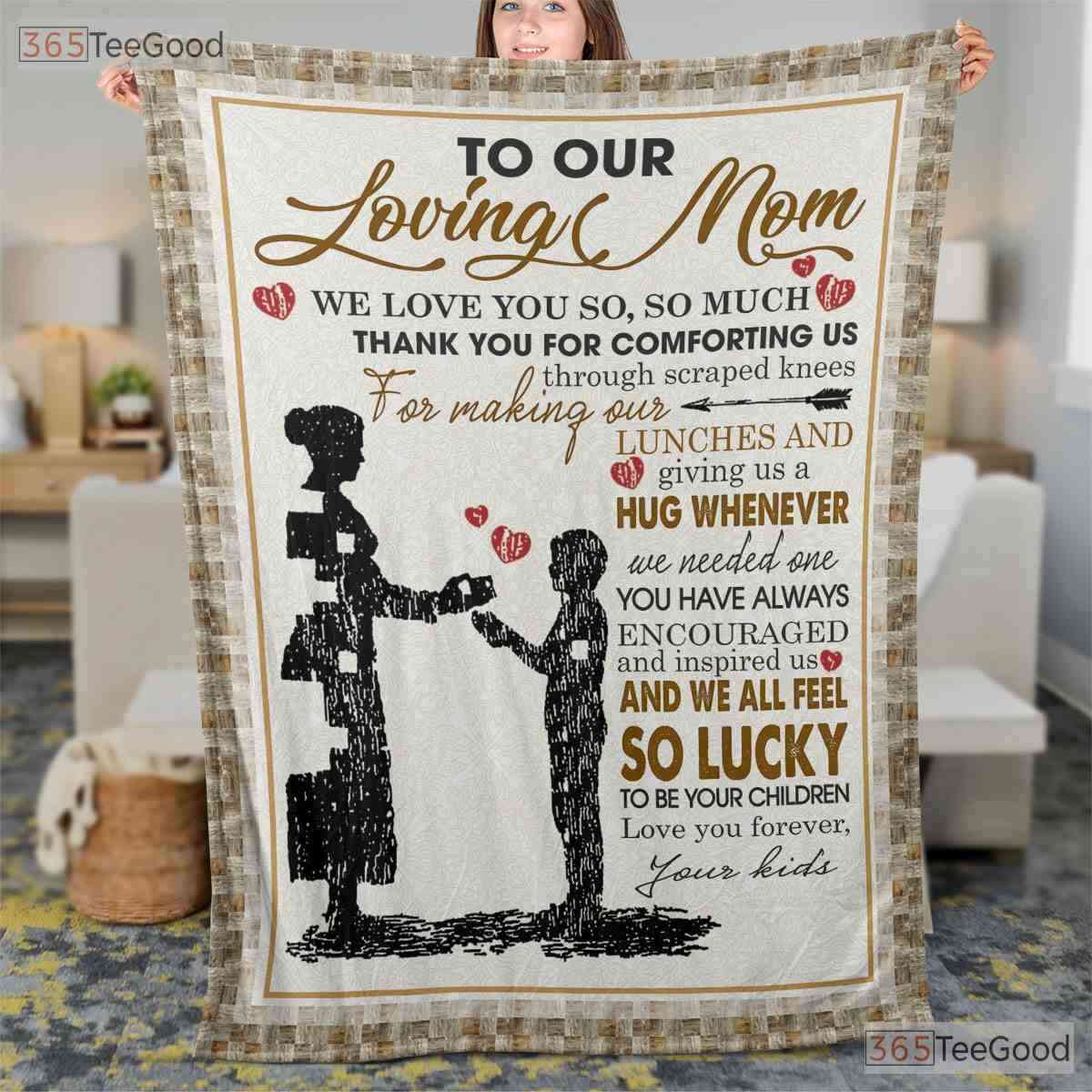 To Our Loving Mom Fleece Blanket - Thank You Quilt Gift from Grateful Children