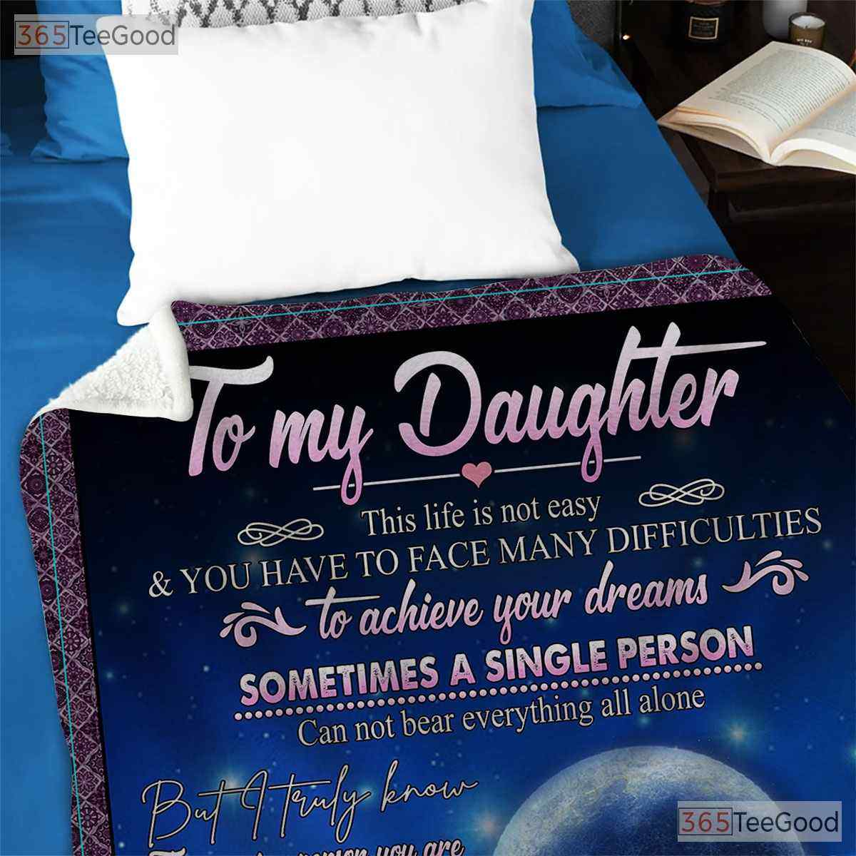 To My Daughter Wolf Moon Fleece Blanket - Inspirational Quilt Gift from Mother