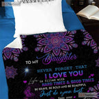 To My Daughter Purple Butterfly Fleece Blanket - Encouragement Quilt Gift Love
