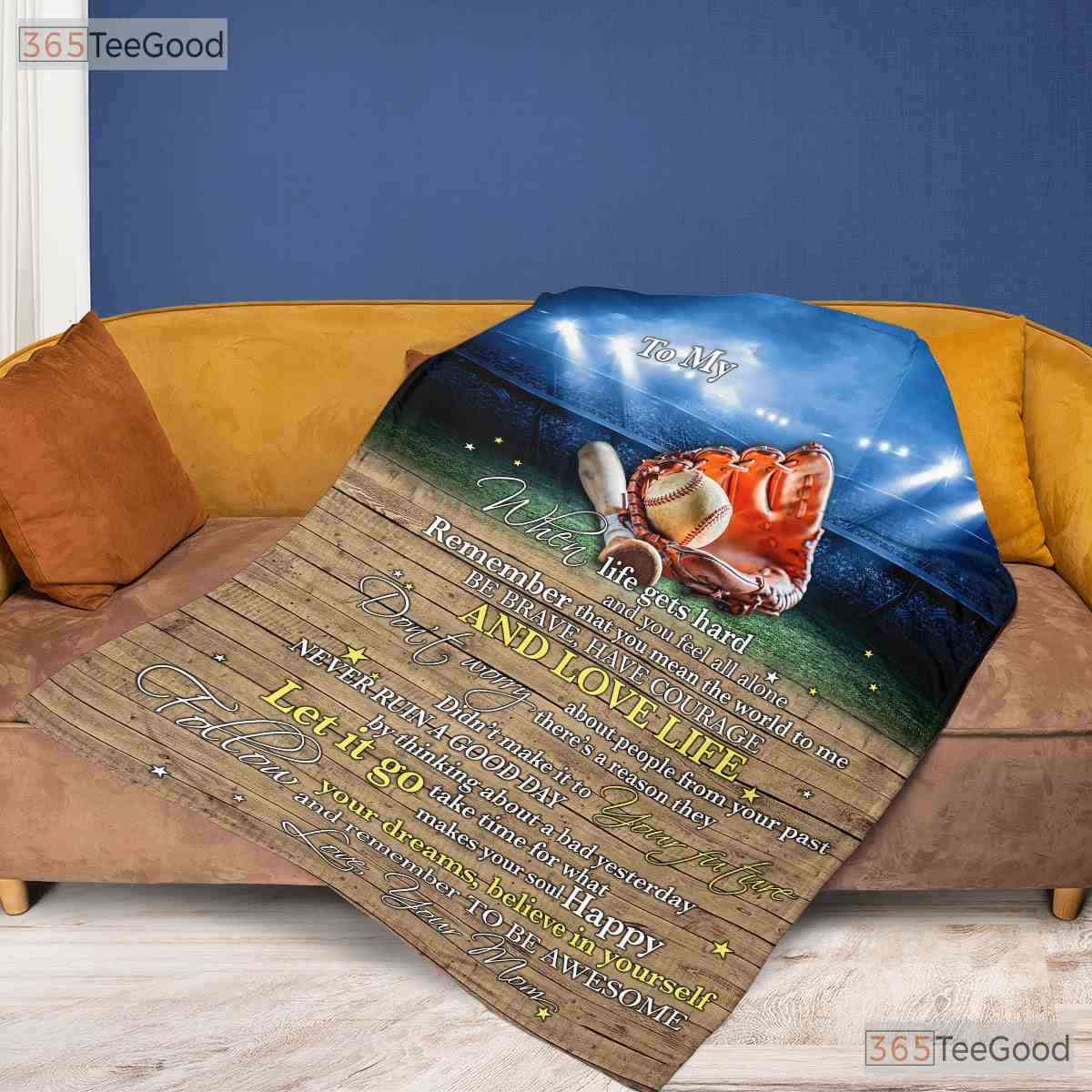 Baseball Life Fleece Blanket - Motivational Quote Quilt Gift for Baseball Lover