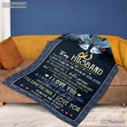 To My Husband Blue Wolf Fleece Blanket - Romantic Quilt Gift from Wife to Him