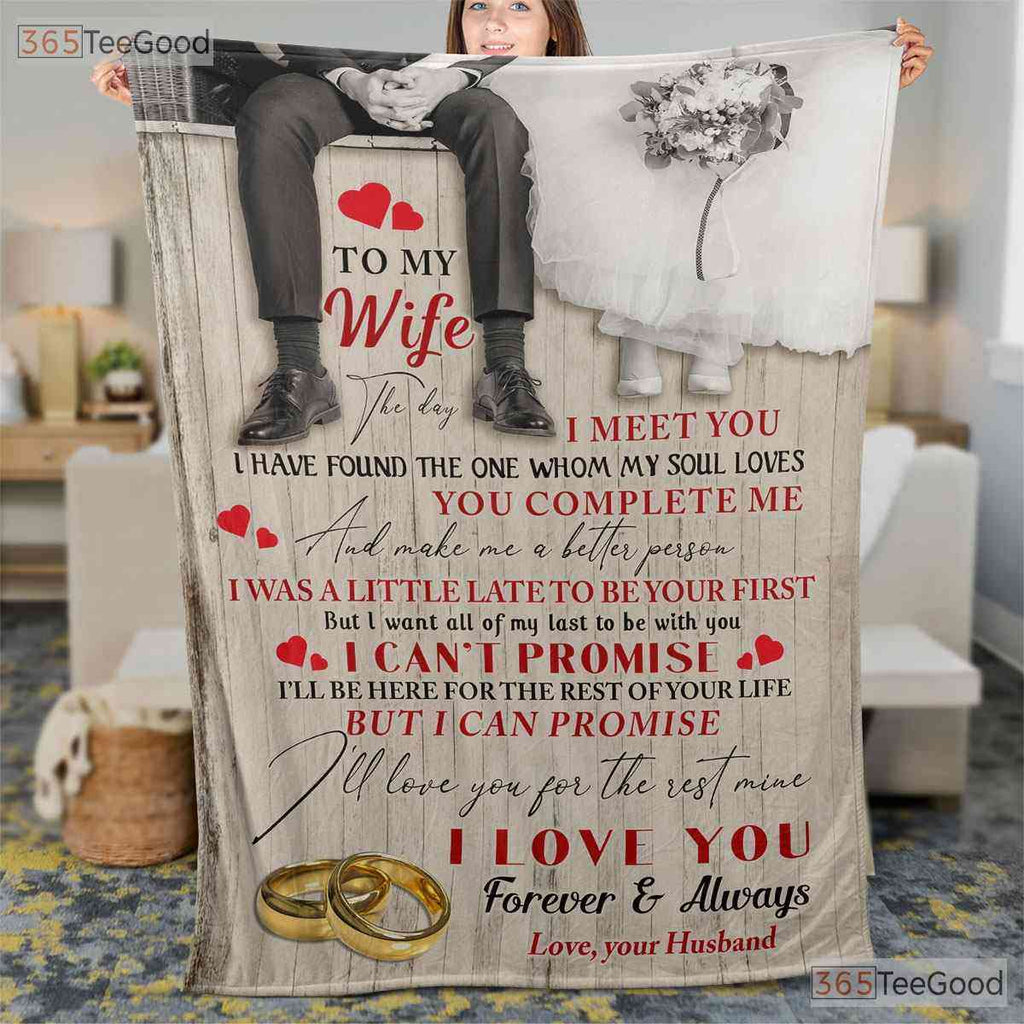 To My Wife Romantic Letter Fleece Blanket - Black White Quilt Gift From Husband