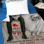To My Wife Romantic Letter Fleece Blanket - Black White Quilt Gift From Husband