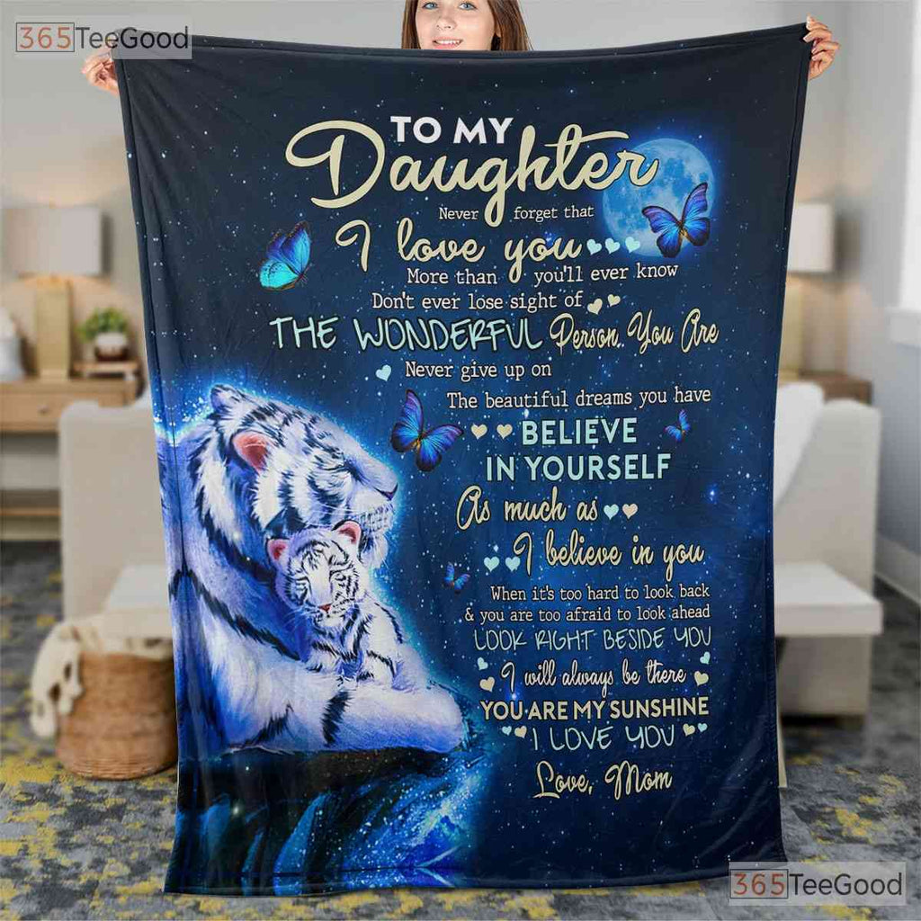 To My Daughter Lion Fleece Blanket - Inspirational Quilt Gift from Dad to Her